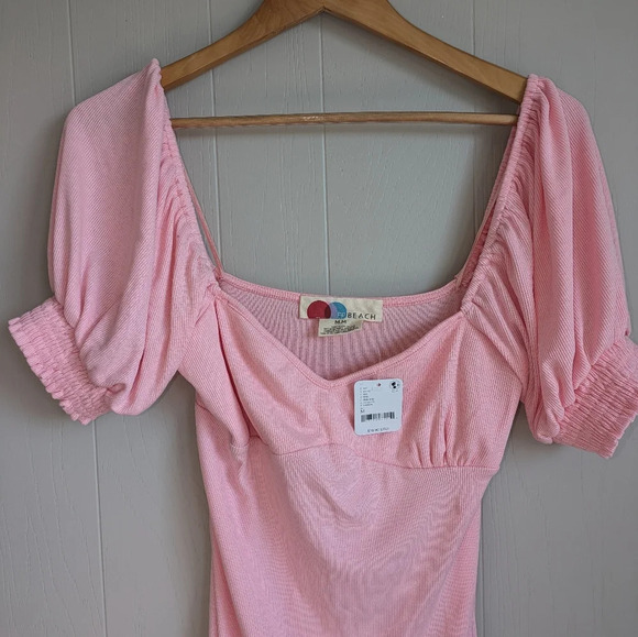 Free People Beach Bel Air Midi‎ Dress Pink  Medium Feminine Resort Date Sundress - Picture 6 of 9